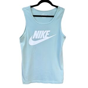 Nike Aqua Sleeveless Top with White Logo Size Small
